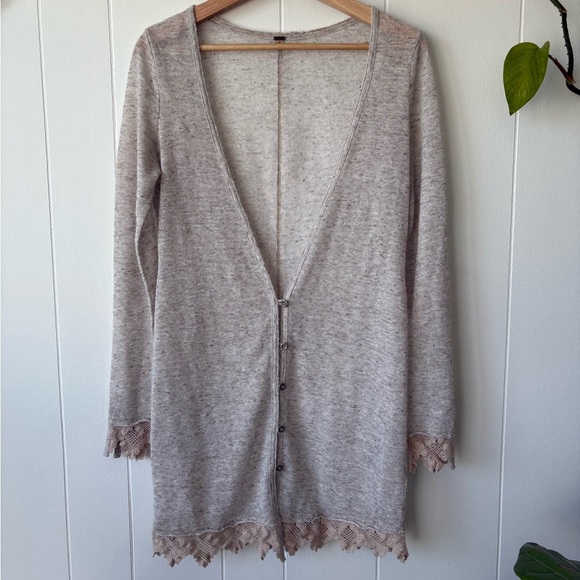 Free People Grey Knit Cardigan | Size Small - Picture 1 of 5